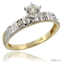 Size 5.5 - Gold Plated Sterling Silver Diamond Engagement Ring, 1/8 in wide  - £55.41 GBP