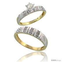 Size 8.5 - Gold Plated Sterling Silver 2-Piece Diamond Wedding Engagemen... - $141.46