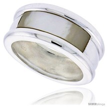 Size 7 - Sterling Silver Ladies' Band w/ a Rectangular Mother of Pearl, 3/8in   - $74.52