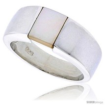 Size 6 - Sterling Silver Ladies' Band w/ Mother of Pearl, 5/16in  (8 mm)  - £54.77 GBP