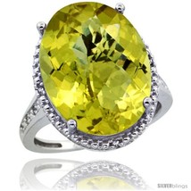 Size 9 - Sterling Silver Diamond Natural Lemon Quartz Ring 13.56 ct Large Oval  - £233.68 GBP