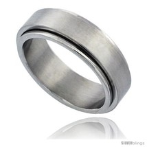 Size 11 - Surgical Steel 7mm Spinner Ring Wedding Band Matte  - £16.43 GBP