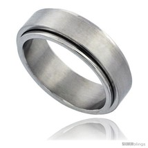 Size 13 - Surgical Steel 7mm Spinner Ring Wedding Band Matte  - $22.00