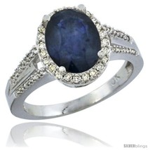 Size 6.5 - 10K White Gold Natural Blue Sapphire Ring Oval 10x8 Stone Diamond  - £781.76 GBP