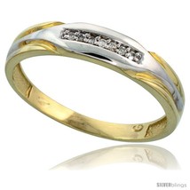 Size 13.5 - Gold Plated Sterling Silver Mens Diamond Wedding Band, 3/16 in wide  - £61.01 GBP