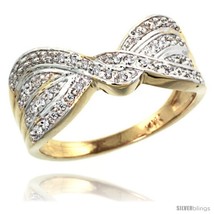 Size 5.5 - 14k Gold Diamond Ribbon Ring w/ 0.15 Carat Brilliant Cut ( H-I Color  - £664.21 GBP