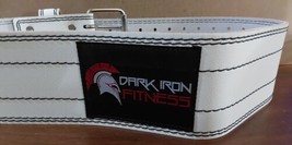 Dark Iron Fitness Weight Lifting Belt Men and Women Leather Gym Belt White - £18.15 GBP
