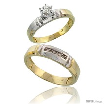 Size 10 - Gold Plated Sterling Silver 2-Piece Diamond Wedding Engagement Ring  - £104.66 GBP