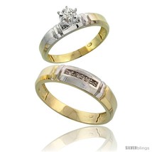 Size 8.5 - Gold Plated Sterling Silver 2-Piece Diamond Wedding Engagement Ring  - $134.00