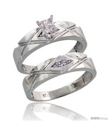 Size 6 - 10k White Gold Diamond Engagement Rings Set 2-Piece 0.08 cttw  - £363.97 GBP