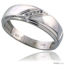 Size 11.5 - 10k White Gold Mens Diamond Wedding Band Ring 0.03 cttw Brilliant  - £237.95 GBP