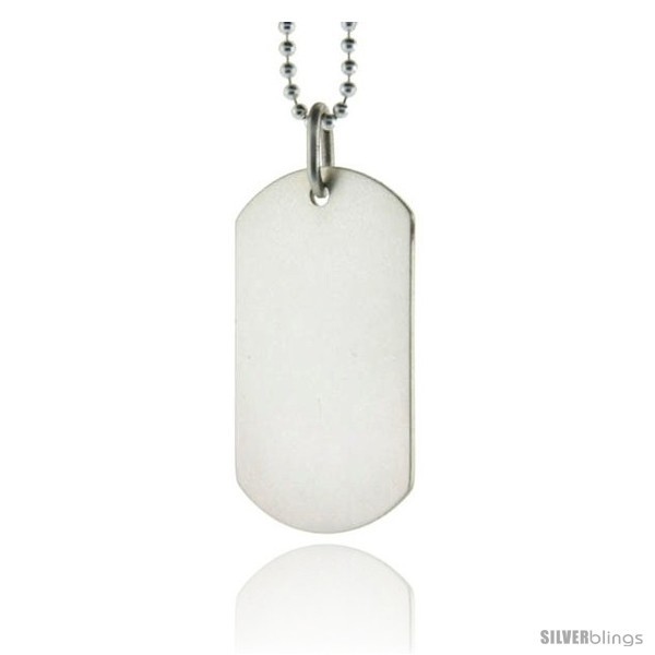 Sterling Silver Dog Tag 1 1/2 in Mid  - £37.03 GBP