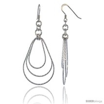 Sterling silver diamond cut tubing dangling teardrops earrings 2 1 4 in tall thumb200