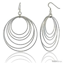 Sterling Silver Diamond Cut Tubing Dangling Circles Earrings, 2-3/4 in.  - £65.44 GBP