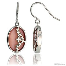 Oval-shaped Pink Mother of Pearl Dangle Earrings in Sterling Silver, 3/4in  (19  - $69.82