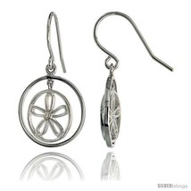 High Polished Flower & Circles Dangle Earrings in Sterling Silver, w/ Brilliant  - $47.20