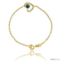 Sterling Silver (Gold Plated) 6.75 in. Cable Link Chain Bracelet Jeweled... - £36.00 GBP