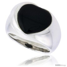 Size 6 - Sterling Silver Ladies&#39; Ring w/ a Heart-shaped Jet Stone, 5/8in  (16 mm - $85.66