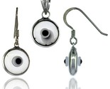 Sterling silver translucent light gray color evil eye pendant earrings set thumb155 crop