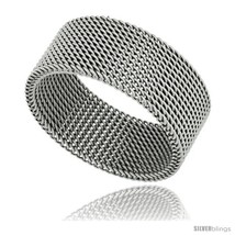 Size 6 - Surgical Steel Mesh Ring 10 mm Wedding  - £19.18 GBP