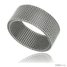 Size 9 - Surgical Steel Mesh Ring 10 mm Wedding  - £19.18 GBP