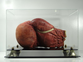 Boxing Glove Display Case HORIZONTAL with two-tier black acrylic base - $54.40