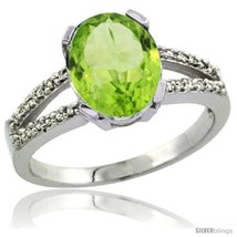  white gold and diamond halo peridot ring 2 4 carat oval shape 10x8 mm 3 8 in 10mm wide thumb200