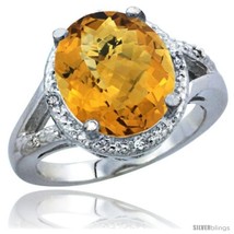 Size 10 - 14k White Gold Ladies Natural Whisky Quartz Ring oval 12x10 Stone  - £482.02 GBP