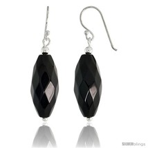 Sterling Silver Dangle Earrings, w/ Beads & Faceted Oval Black Obsidian, 1  - £15.11 GBP