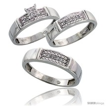 Rio engagement wedding ring 3 piece set for him her 5 mm 4 5 mm 0 13 cttw brilliant cut thumb200