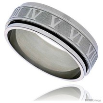 Size 13 - Surgical Steel 6mm Roman Numerals Spinner Ring Wedding  - $22.00