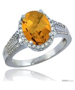 Size 6.5 - 14k White Gold Ladies Natural Whisky Quartz Ring oval 10x8 St... - £631.43 GBP