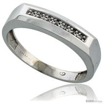 Size 13.5 - 10k White Gold Mens Diamond Wedding Band Ring 0.04 cttw Brilliant  - £232.63 GBP