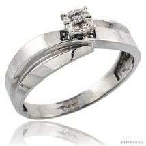 Size 5.5 - Sterling Silver Diamond Engagement Ring, w/ 0.05 Carat Brilliant Cut  - £48.11 GBP