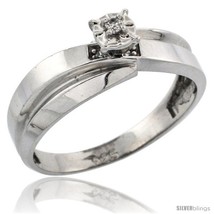 Size 5 - Sterling Silver Diamond Engagement Ring, w/ 0.05 Carat Brilliant Cut  - £48.90 GBP