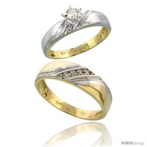 Size 7 - 10k Yellow Gold 2-Piece Diamond wedding Engagement Ring Set for Him &amp;  - £516.07 GBP