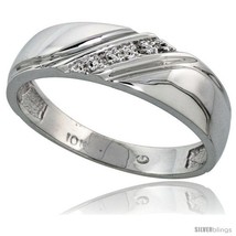 Size 8.5 - 10k White Gold Mens Diamond Wedding Band Ring 0.03 cttw Brilliant  - £261.33 GBP