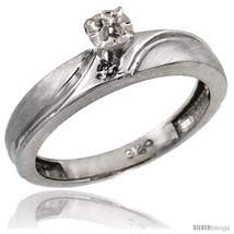 Size 6 - Sterling Silver Diamond Engagement Ring w/ 0.03 Carat Brilliant Cut  - £61.99 GBP
