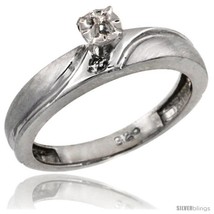 Size 6.5 - Sterling Silver Diamond Engagement Ring w/ 0.03 Carat Brilliant Cut  - £62.84 GBP