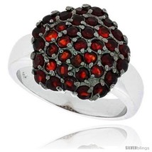 Size 7 - Sterling Silver &amp; Rhodium Plated Star Ring, w/ 2mm High Quality Ruby  - £39.94 GBP