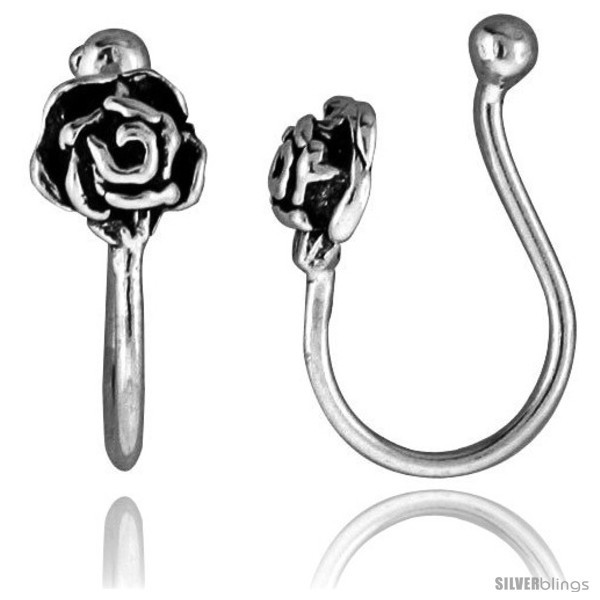 Primary image for Small Sterling Silver Rose Non-Pierced Nose Ring (one piece) 7/16 
