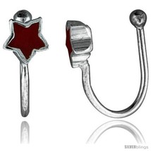 Small sterling silver red enamel star non pierced nose ring one piece thumb200