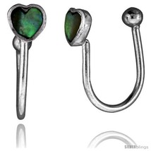 Small sterling silver abalone shell heart non pierced nose ring one piece thumb200