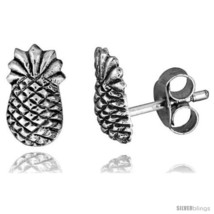 Tiny Sterling Silver Pineapple Stud Earrings 3/8  - £9.97 GBP