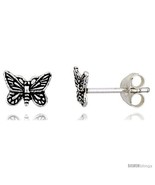 Sterling Silver Tiny Butterfly Stud Earrings 5/16  - £12.01 GBP