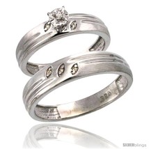 Size 6.5 - Sterling Silver 2-Pc Diamond Ring Set (4.5mm Engagement Ring &amp; 5mm  - £114.45 GBP