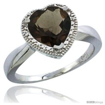 Size 9 - 14k White Gold Ladies Natural Smoky Topaz Ring Heart-shape 8x8 ... - £481.07 GBP