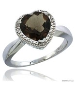 Size 9 - 14k White Gold Ladies Natural Smoky Topaz Ring Heart-shape 8x8 ... - £488.37 GBP