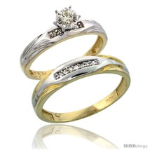 Size 10 - 10k Yellow Gold 2-Piece Diamond wedding Engagement Ring Set for Him &amp;  - £415.40 GBP