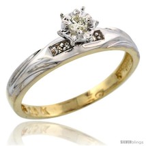 Size 6.5 - 10k Yellow Gold Diamond Engagement Ring, 1/8inch  - £209.11 GBP